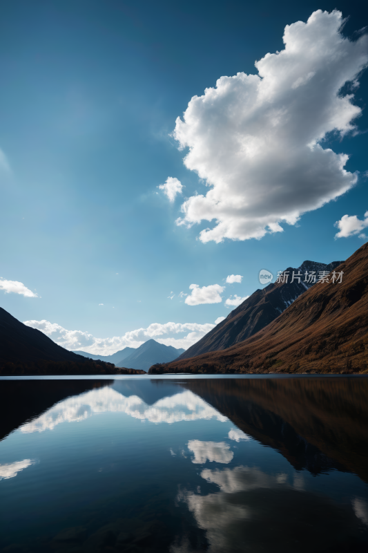 一个湖一座高山清风景摄影图片