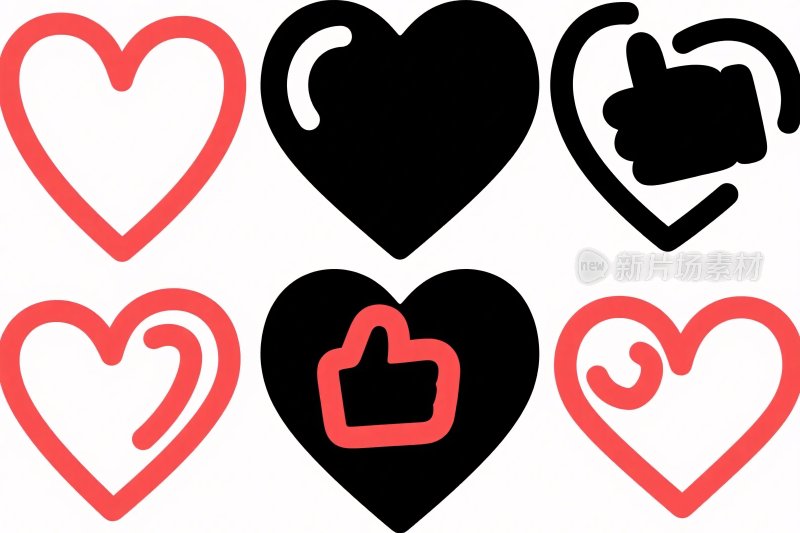 爱心及点赞图标插画