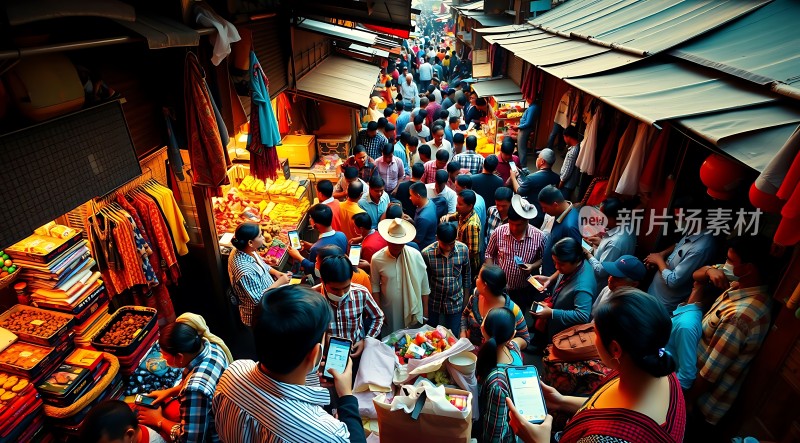 繁华市场人潮涌动热闹非凡