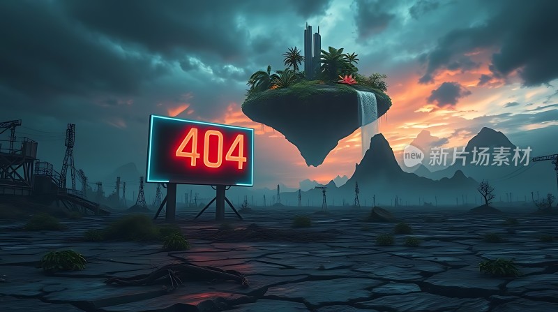 404错误页面废弃城市中的神秘岛屿