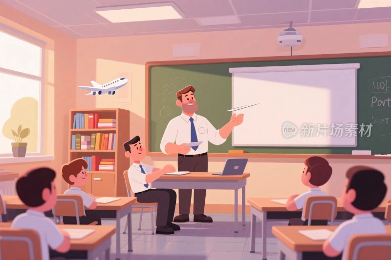 教室教学场景插画
