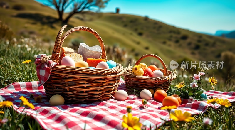 春日野餐彩蛋与美食共赏美景