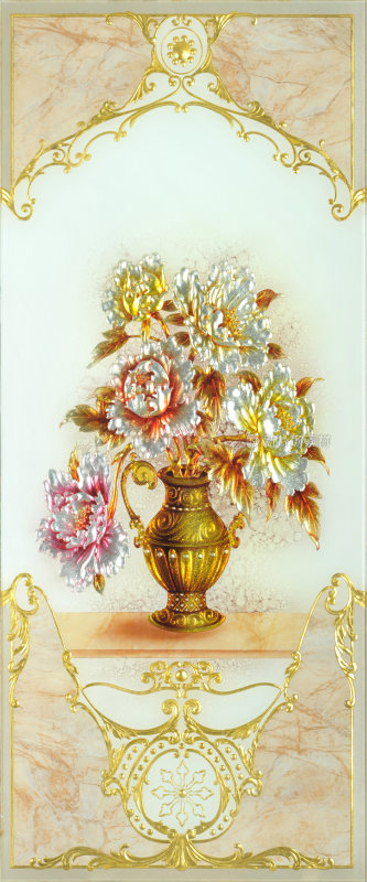 欧式牡丹富贵屏风背景