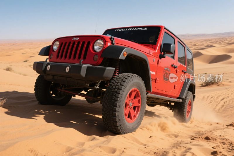 红色越野车驰骋沙漠