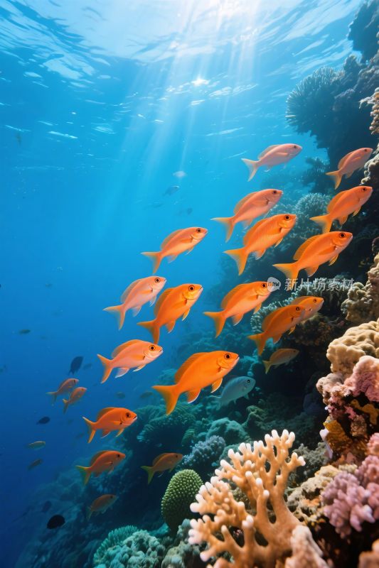 海洋珊瑚与鱼群