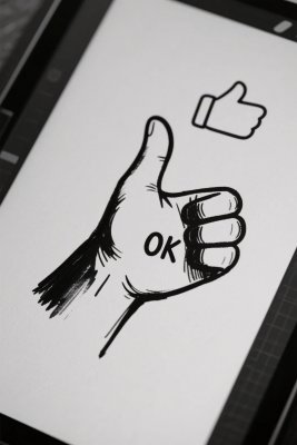 点赞手势手绘插画