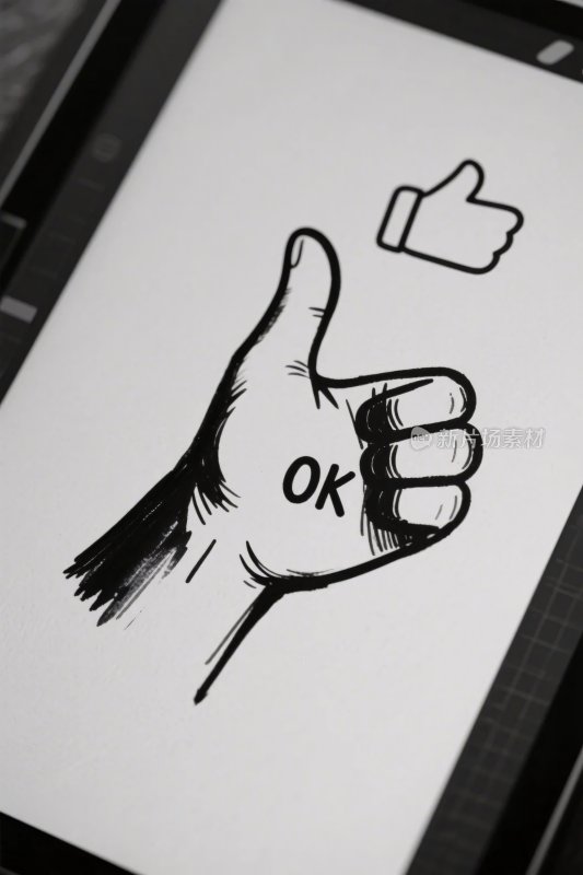 点赞手势手绘插画
