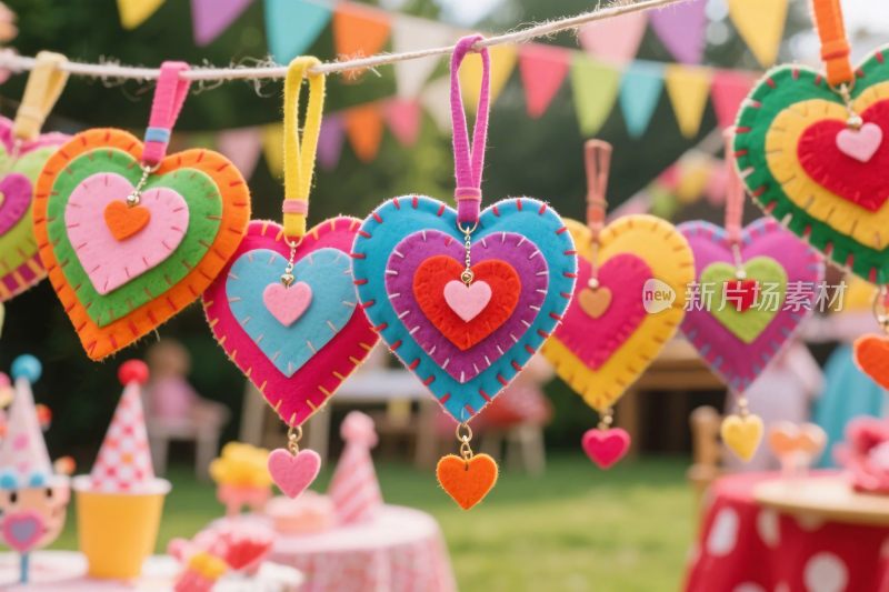 彩色心形挂饰装饰场景