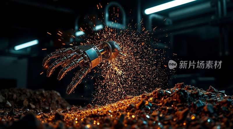 机械手臂与火花碰撞