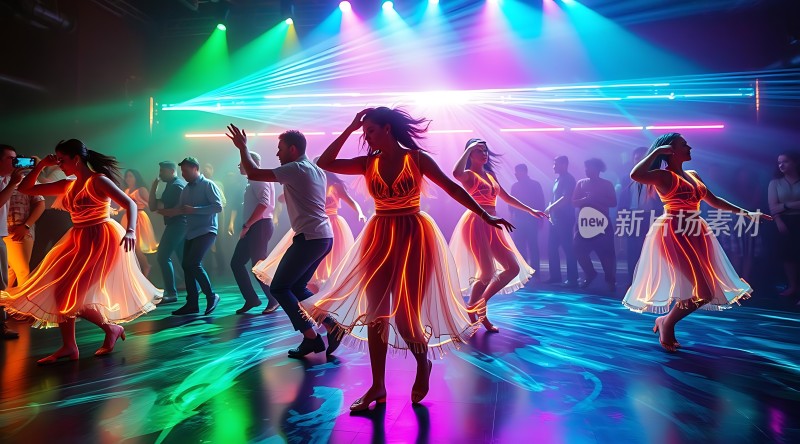 霓虹灯光下的活力舞者