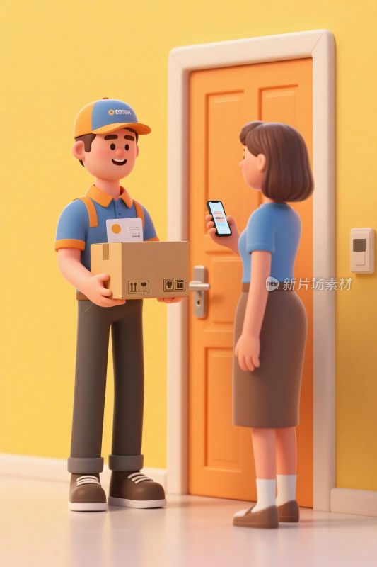 快递员送快递上门场景