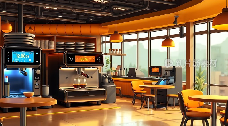 现代咖啡店温馨场景