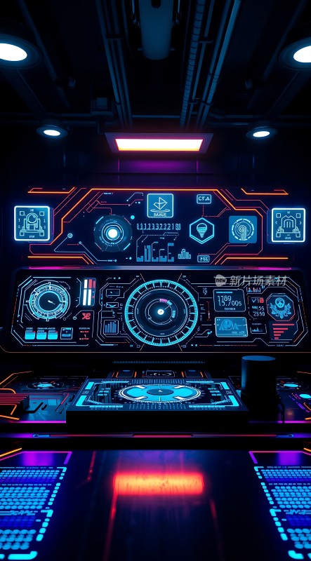 未来科技驾驶舱全息界面操作台