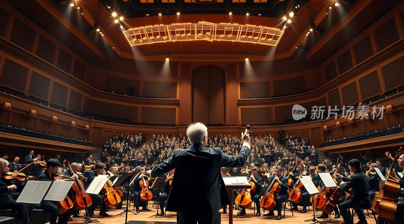 指挥家引领交响乐团与合唱团共奏华章