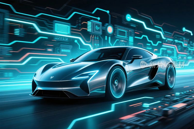 未来科幻跑车霓虹场景