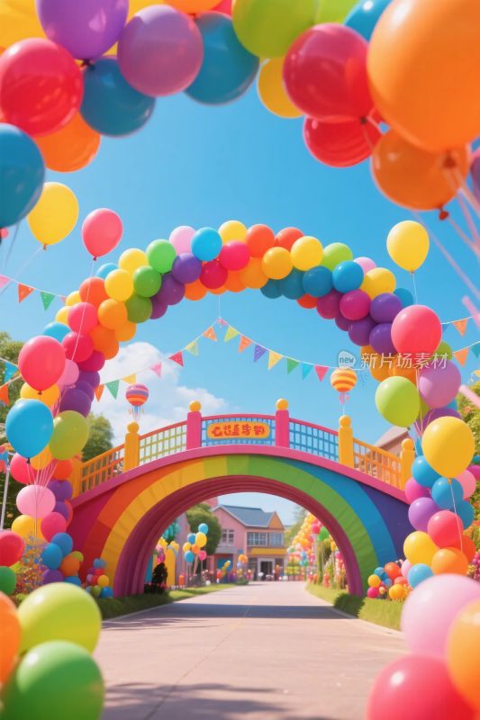 彩虹气球拱门场景图