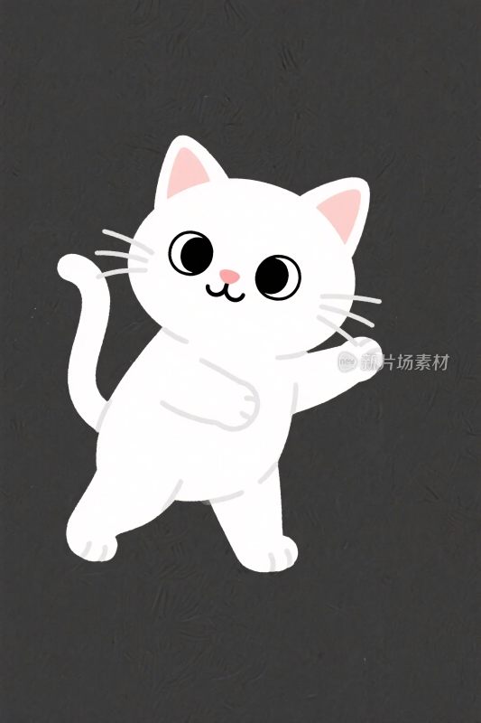 卡通白猫插画