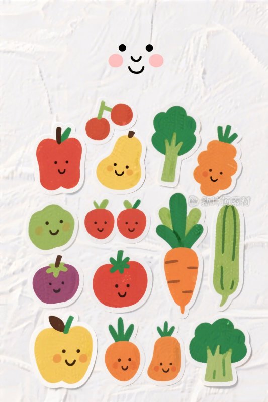 卡通蔬菜水果贴纸插画