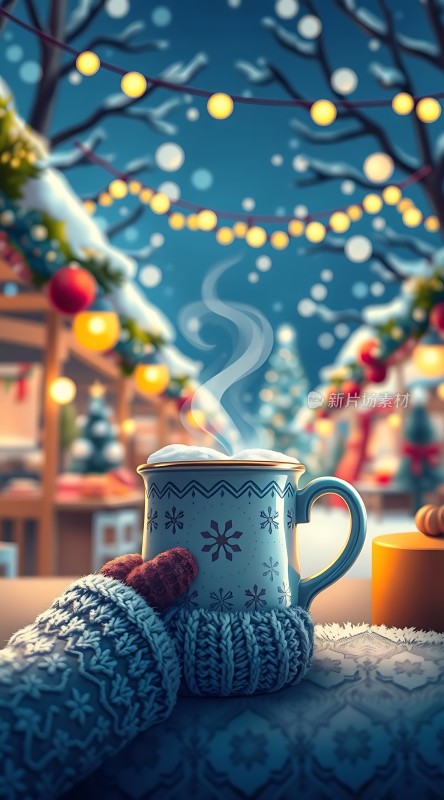 冬日暖饮温馨节日氛围