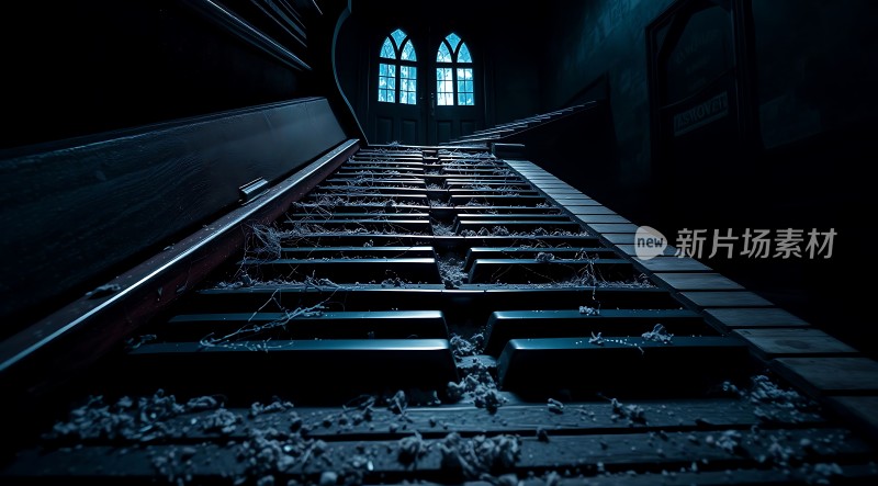 废弃教堂里的钢琴
