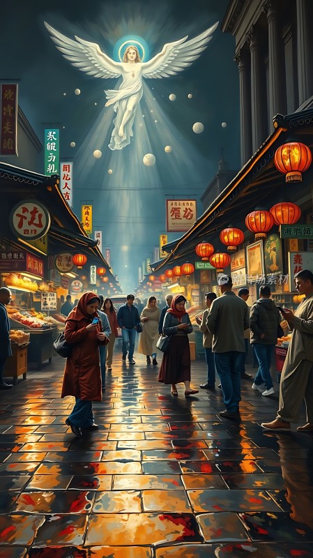 天使降临繁华夜市