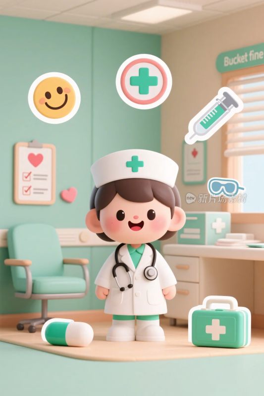 卡通护士与医疗场景