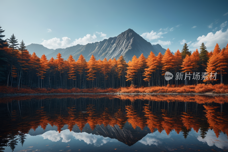 树木高山清风景插画图片