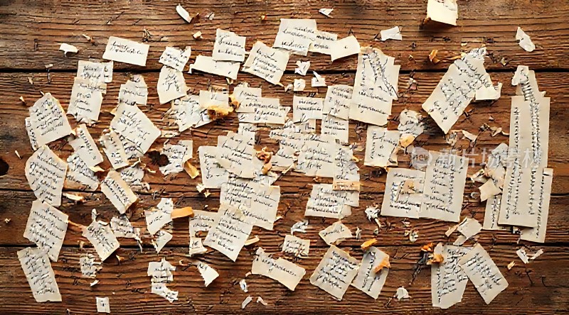 散落的手写纸片