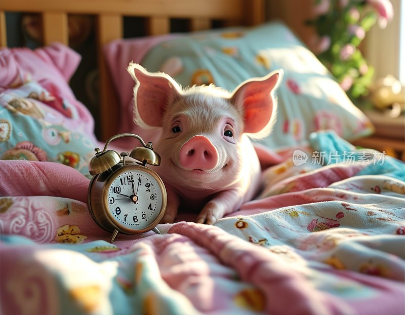 晨光中醒来的小猪