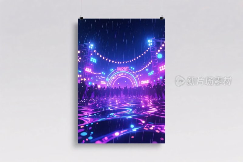霓虹派对场景插画