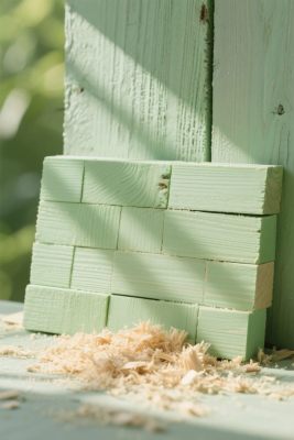 浅绿色木块与木屑 浅绿色木块与木屑