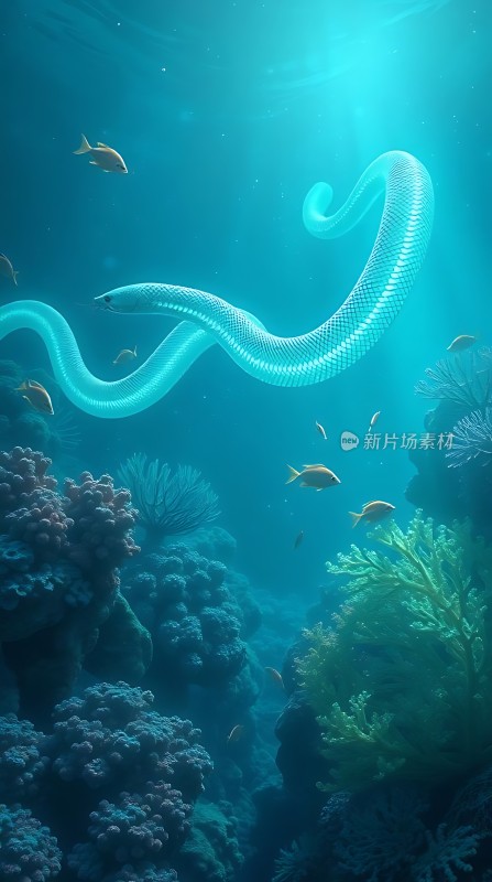 深海巨蟒与珊瑚礁