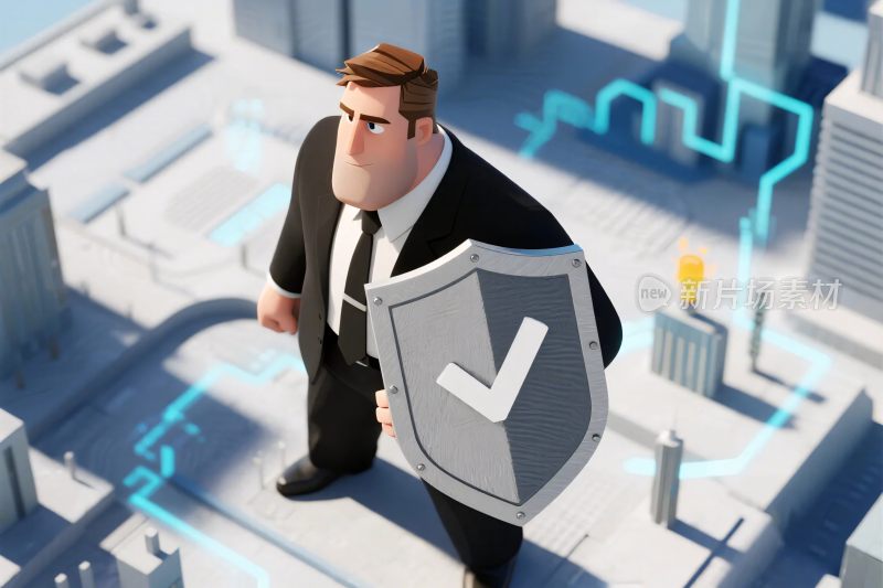 卡通商务安全盾牌