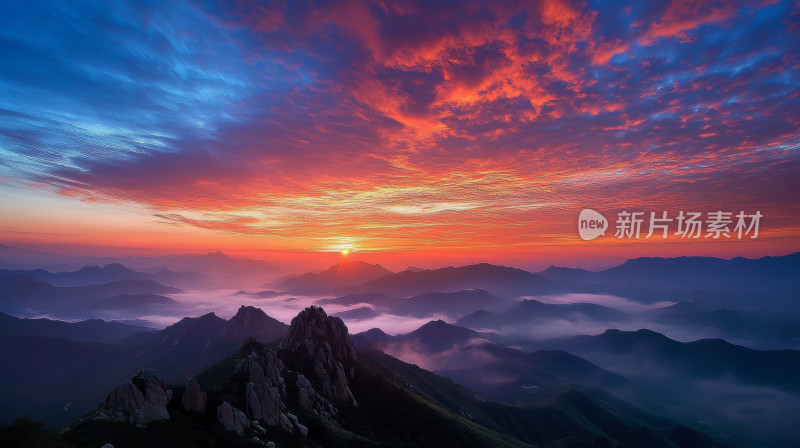 山峰之巅的壮丽日出自然风景壁纸