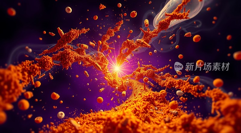 新片场素材橙红粒子爆炸