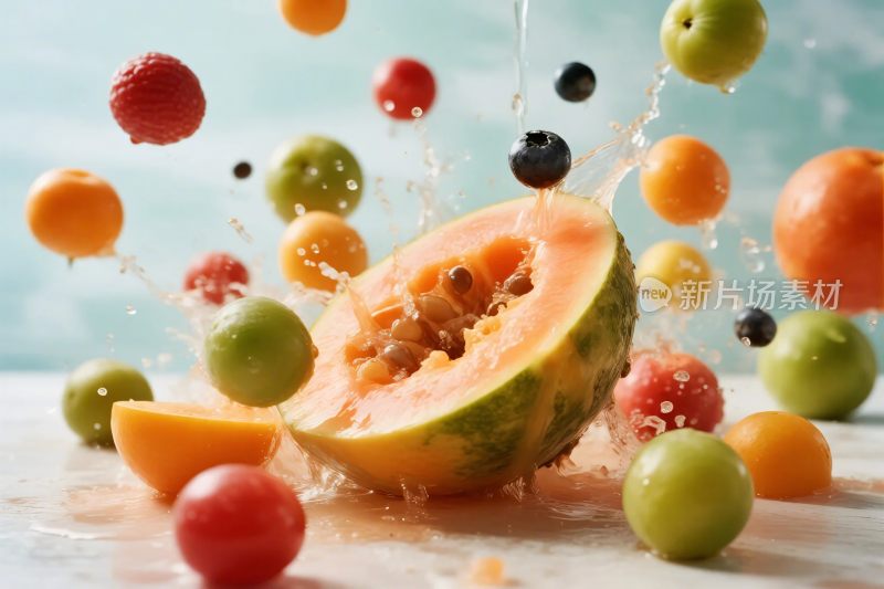 多彩水果溅水动态图