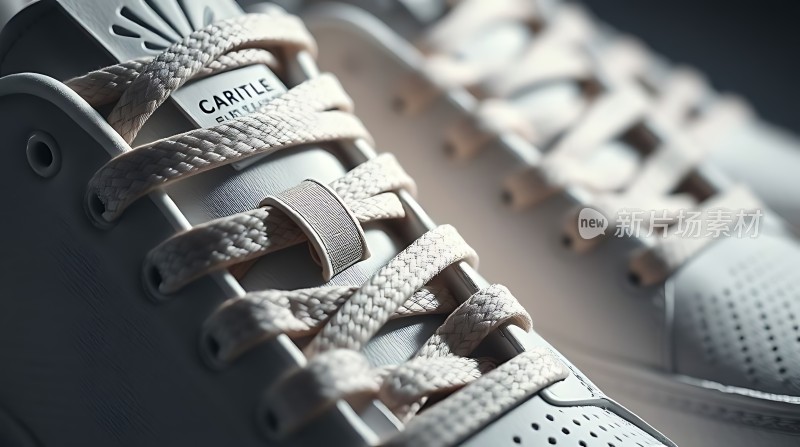 白色运动鞋特写展示细节与设计