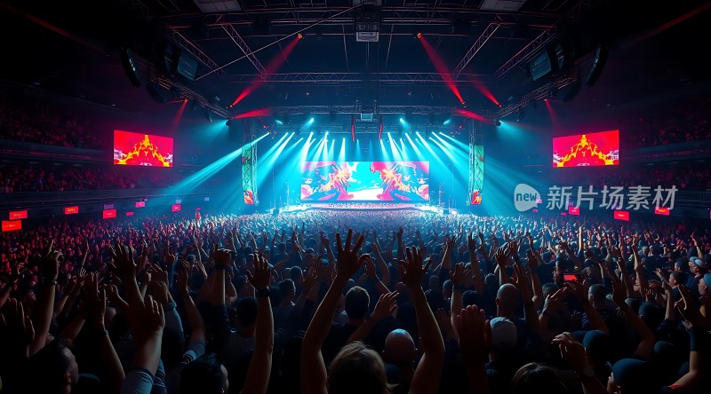 音乐节现场万人狂欢舞台灯光璀璨气氛热烈