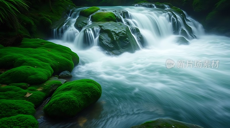 翠绿瀑布自然之韵