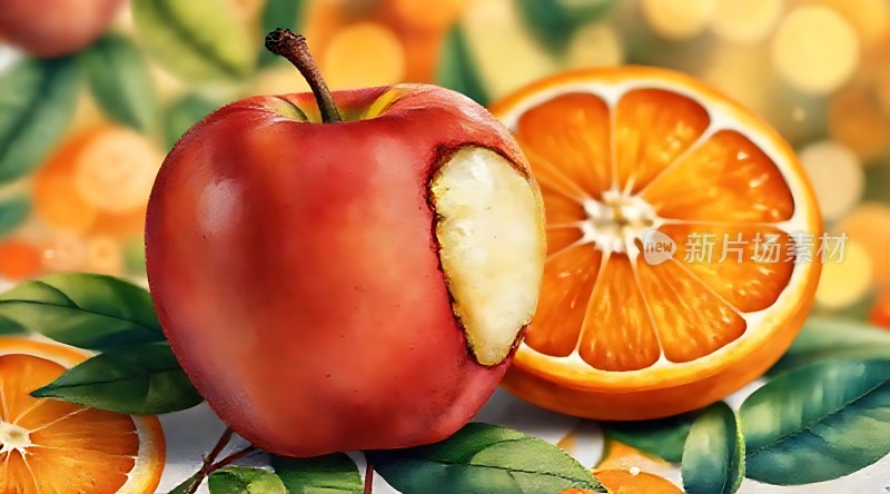 苹果与橙子的完美碰撞色彩鲜艳令人垂涎欲滴