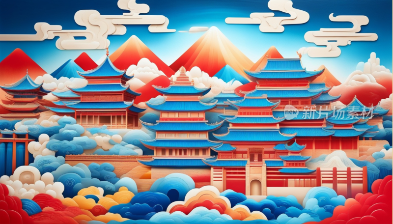 中国画山水画背景