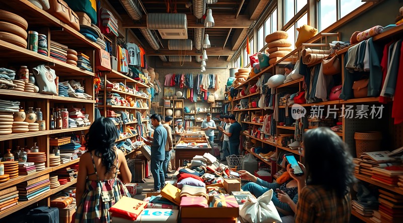 新片场素材 时尚服装店购物场景