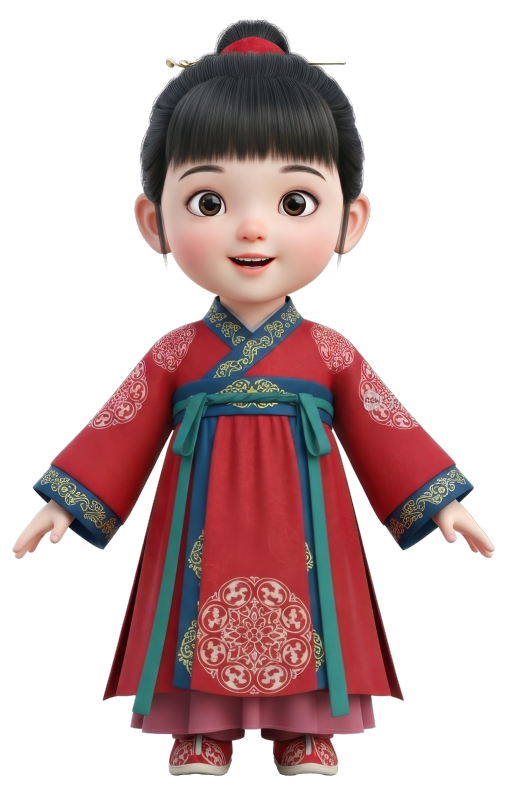3D国风女孩卡通形象