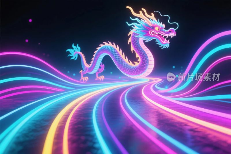 霓虹炫彩龙插画