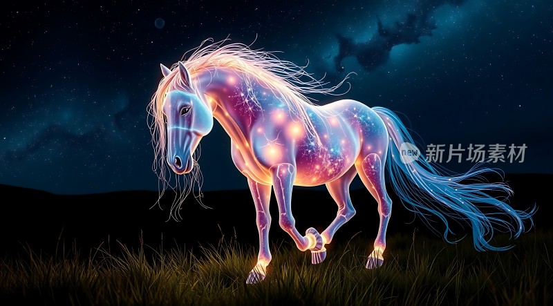 星空下的荧光马