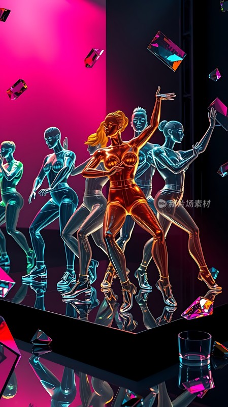 霓虹舞者光影交错活力四射