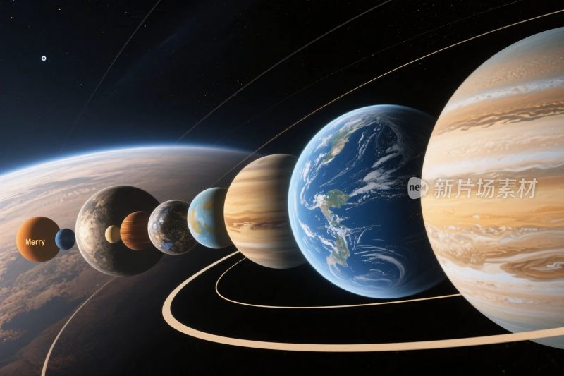 太阳系行星排列示意图
