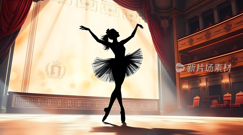 舞台上的芭蕾舞者剪影