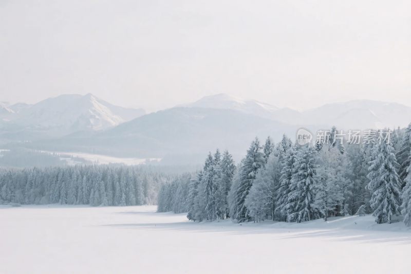 冬日雪山森林雪景