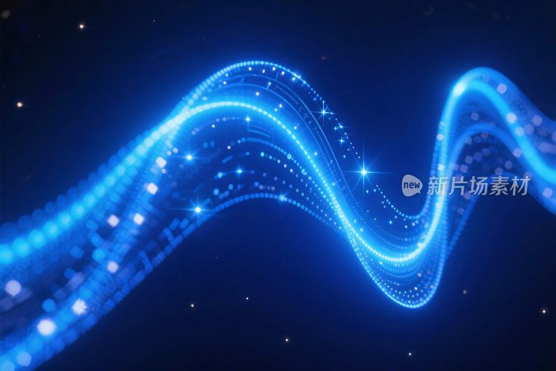 蓝色波浪光效插画